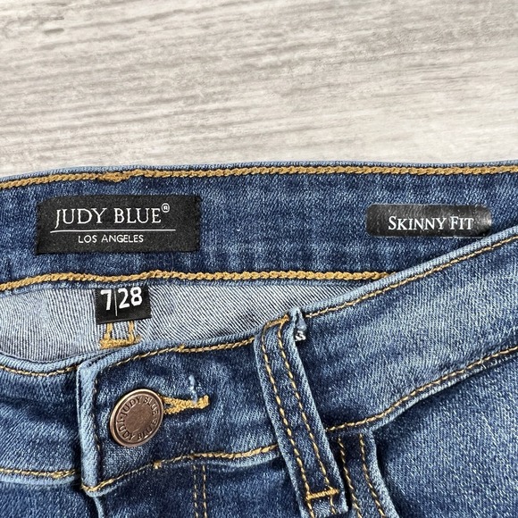 Judy Blue Pull on Skinny Jeans Women's 7/28 Blue Stretch Denim‎ High Rise USA - Picture 2 of 10
